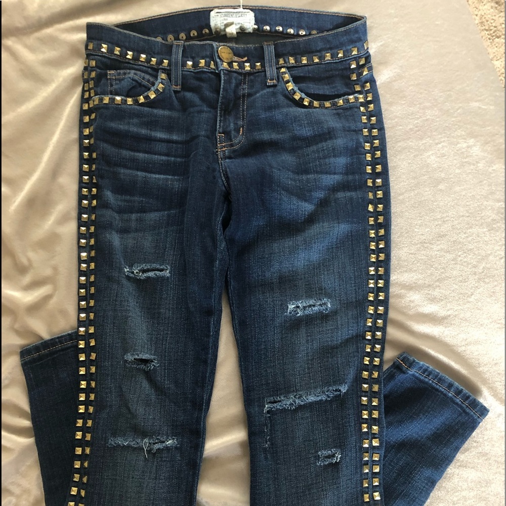 Current Elliott The Crop Skinny brass stud